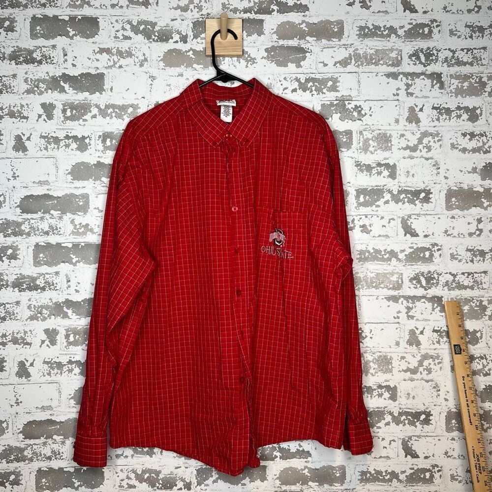 Red oak Ohio state buckeyes long sleeve button down
